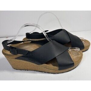 birkenstock papillio EU 42 Samira black Leather Wedge Sandal Womens 11 narrow